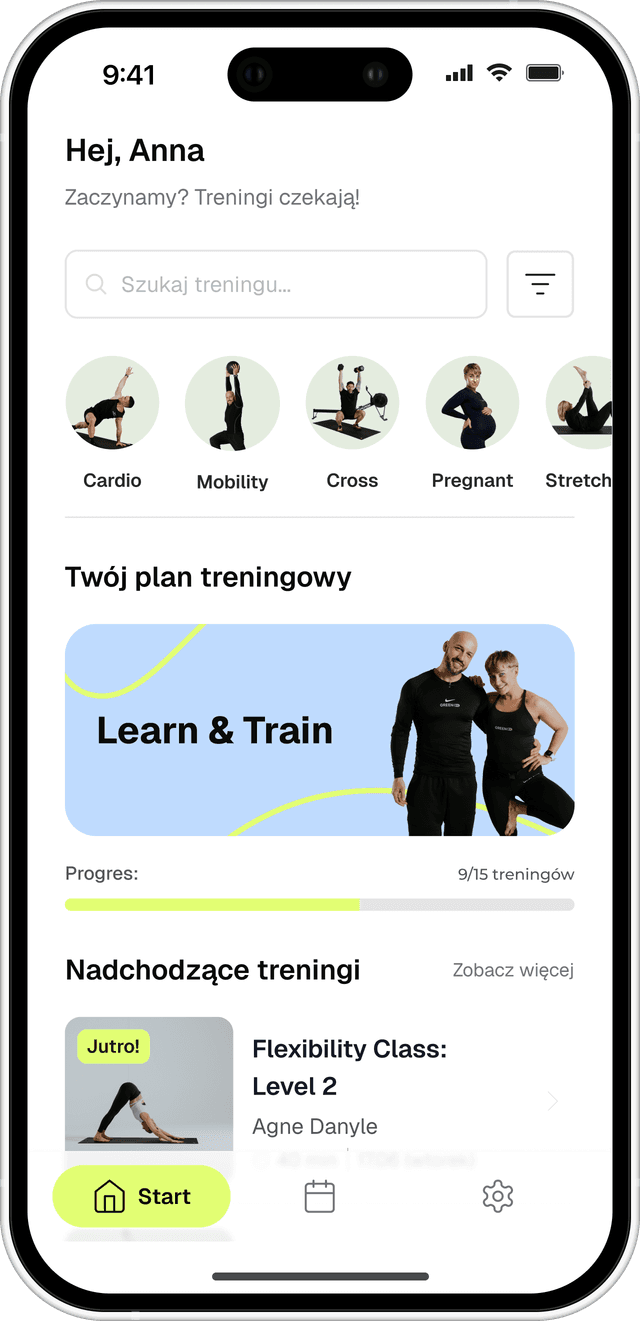 The GreenFitOn app home screen on a phone
